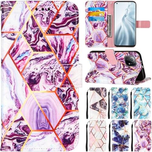 Marble PU Leather Case For OnePlus 9 Pro One Plus 9 1+ 8T Card Slots Note Pockets Marble Flip Folio Cover Etui