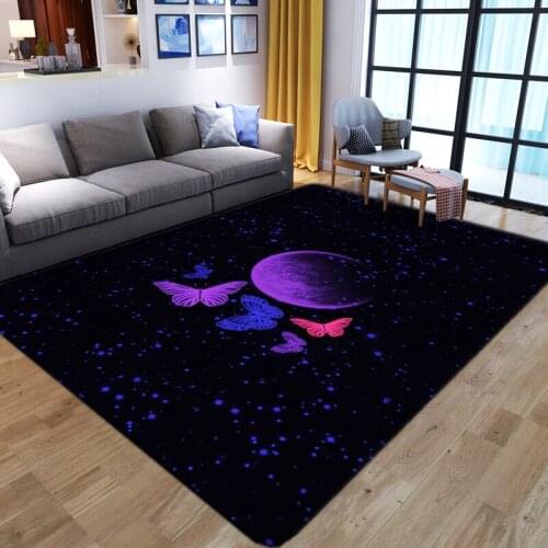 3D Space Planet Children Floor Mat Gorgeous Butterfly Play Mat For bedroom Soft Flannel Sponge Kids Rug Home Bedside Sofa Carpet