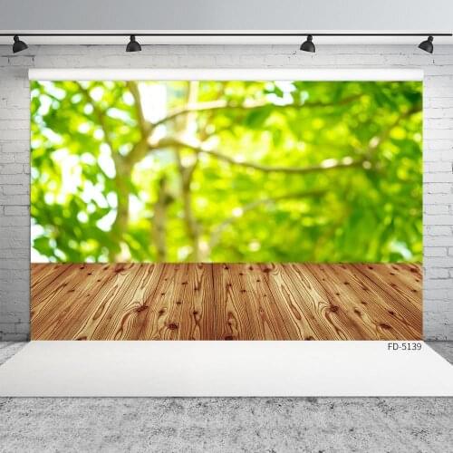 Trees Leaves Bokeh Wooden Floor Photography Background Custom Fond Photo Backdrop for Baby Children Portrait Pets Toy Photocall