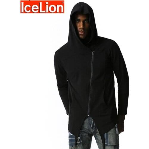 IceLion 2021 Autumn Hoodie Men Casual Men Hoodie Side Zipper Loose Hoodie Men For Sportswear Men Solid Long Sleeve Hip Hop