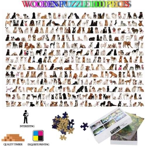 Collection of Dogs Wooden Puzzle 1000 Pieces Jigsaw Puzzles for Adults Funny Animal Puzzle Toys Kids DIY Assembly Puzzle Toys