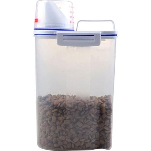 Pet Food Storage Container Airtight Dog Cats Foods Container with Measuring Cup Clear 2.5L Best Price
