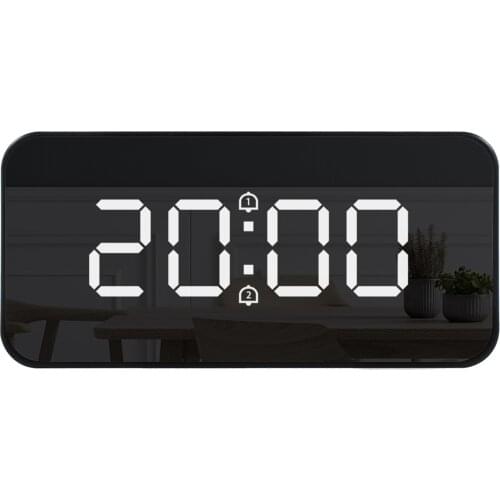 Multifunctional Thermometer LED Mirror Alarm Clock Wireless Charging Table Clock 12H/24H Digital Alarm Clock Temperature Clock