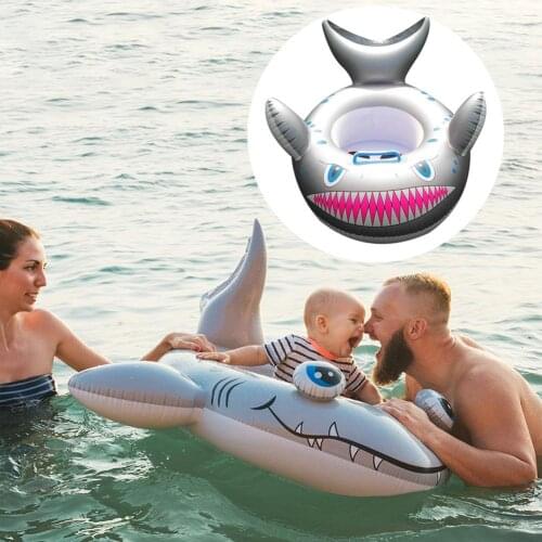 Cartoon Shark Inflatable Baby Swimming Ring Toddler Neck Float Circle Seat Swimming Baby Accessories Neck Ring Tube Safety