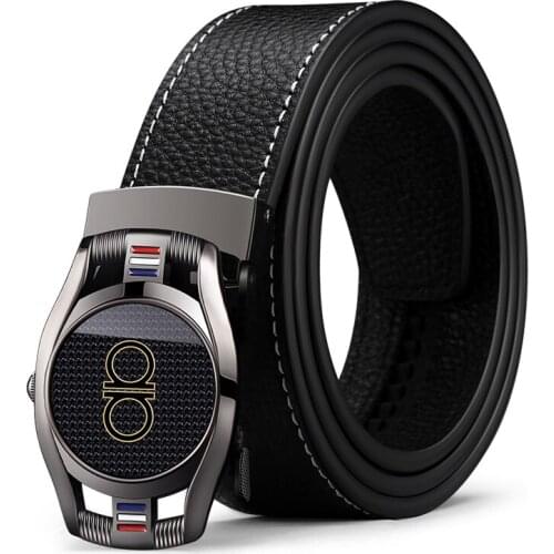 Mens Fashion Simple Belt Automatically Buckle Leisure Cowskin Belt