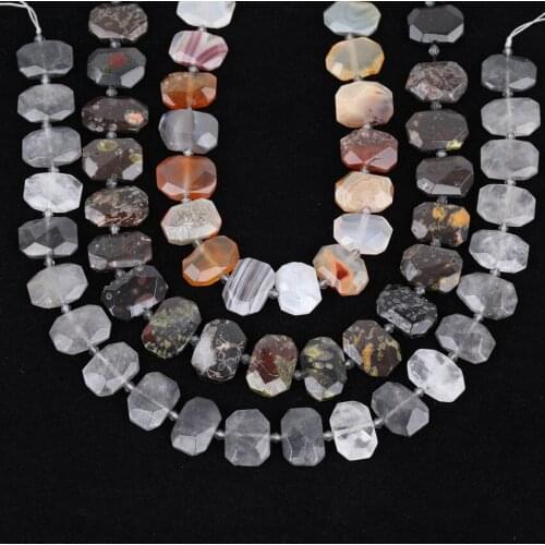 6 Stone Choice,Natural Red Stried Agates Slab Beads Charms Necklace,Middle Drilled Strawberry Quartz Octangle Pendant SY-668AMDE