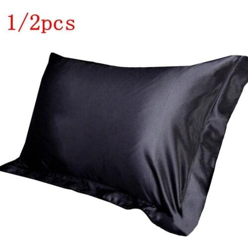 25 1/2PCS Emulation Silk Satin Pillowcase Single Solid Color Pillow Covers Luxury Pillow Case For Bed Throw 48x74cm
