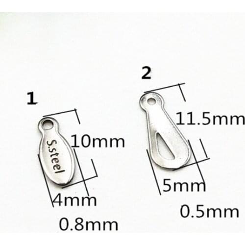 Never Fade 50pcs 100% Stainless Steel Piece Water Drop Piece Necklace Logo Plate Hole Small Tail Plate Jewelry Findings