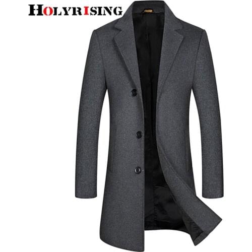 Holyrising New Men Wool Coats Warm Hombre Ccoat Slim Winter Jacket Comfortable Overcoat Mens Coat Business Male overcoat 19042-5