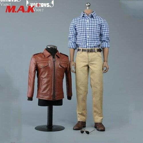 New Arrival 1/6 Scale Vintage Leather Jacket Male Soldier Figure Clothing Toys V1017 in stock items