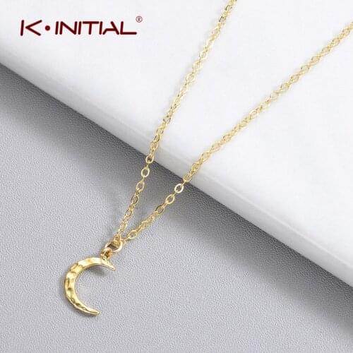 Kinitial Crescent Moon Necklace Tiny Gold Horn Half Moon Pendants Necklaces Jewelry Delicate Birthday Wedding Bridesmaid Gift