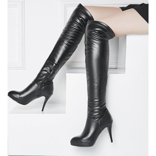 Black Sexy High Heels Boots Women 2021 New Womens Over The Knee Boots Female Fashion Party Shoes Woman Long Boots Plus Size 45