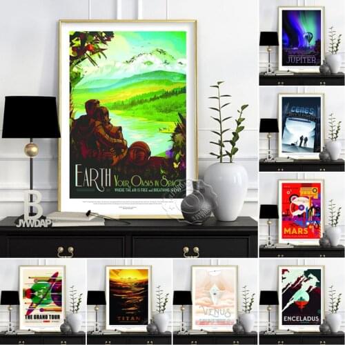 Space Travel Poster, Jupiter Art Poster, Earth Posters, Mars Prints Poster, Titan Canvas Painting, Venus Prints Poster
