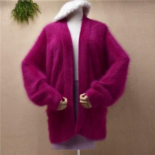 Lined inside female women winter thick mink cashmere knitted long batwing sleeves loose cardigans mantle jacket coat sweater