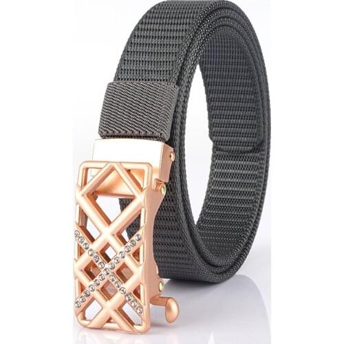 Belt Mens Tide Liu Inner Wear Type Inner Buckle Toothless Automatic Buckle Belt Nylon Canvas Casual Belt Belt Width Style