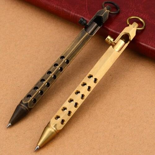 High Quality Portable Tactical Pen Brass Self Defense Pen Outdoor Camping Hiking EDC Tool Emergency Self-defense Supplies