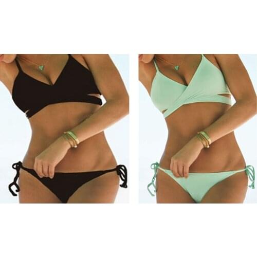 Sexy Women Strappy Criss Cross Swimsuits Cheeky String Bikini Thong