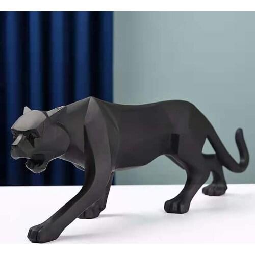 New 2020 Leopard Statue Figurine Modern Abstract Geometric Style Resin Panther Animal Large Ornament Home Decoration Accessories