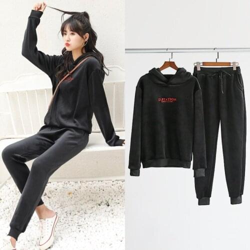 Super Soft Two-piece Suit Sports Pants Womens Autumn&Winter Plus Velvet Thickening Outer Wear Casual Loose Trousers Harem Pants