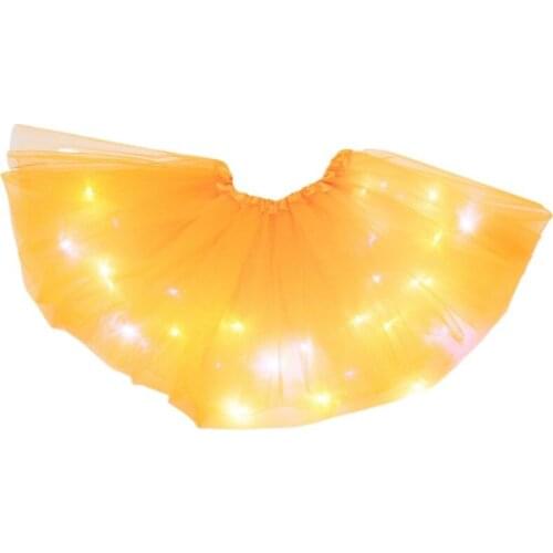 Women Girls Neon Colorful LED Ballet Dance Tutu Skirt Pleated Layered Tulle Light Up Luminous Short Dress Party Costume