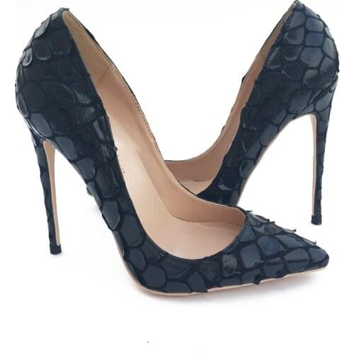 2019 Fashion free shipping women black flowers leather Poined Toe Stiletto high heel pump HIGH-HEELED SHOES Wedding Shoes