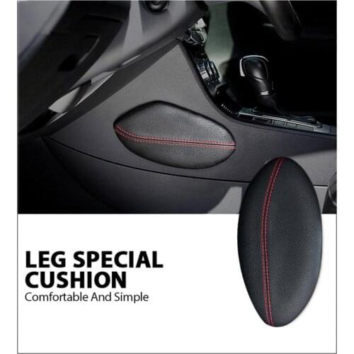Universal Car Seat Cushion Foot Support Pillow Leather Leg Cushion Knee Pad Thigh Support Pillow Interior Car Accessories