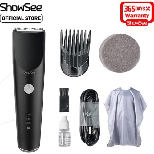 ShowSee Electric Hair Clipper Ceramic Moving Knife Type-C Fast Charging Ipx7 Waterproof Six Adjustable Haircut Lengths Trimmer