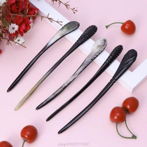 Women Hairpins Retro Chinese Style Natural Horn Hair Stick Jewelry Decorations N03 20 Dropshipping