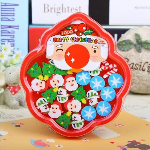 10 Sets Christmas Erasers Cute Cartoon Mini Eraser for Kids Korea Stationery Kawaii School Supplies Student Prize Christmas Gift
