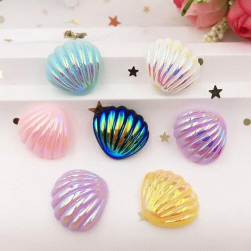 12PCS AB Resin Shiny Shell Flatback Rhinestone Scrapbook DIY Wedding Applique Ornament Crafts