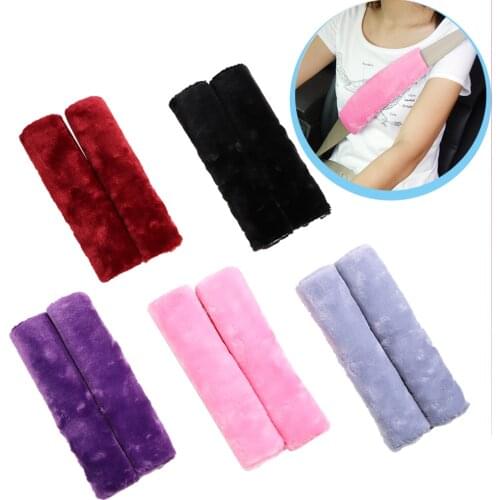 2 Pieces/set Car Seat Belt Cover Soft Plush Shoulder Pad Shoulder Strap Case Comfortable Driving Car-styling Car Seatbelt