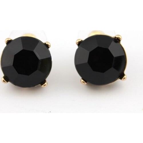 2020 Fashion Pop Color Round Faceted Resin Button Dot Earrings Gold Women Jewelry Tiny Crystal Stud Earrings Wholesale 15*15 MM