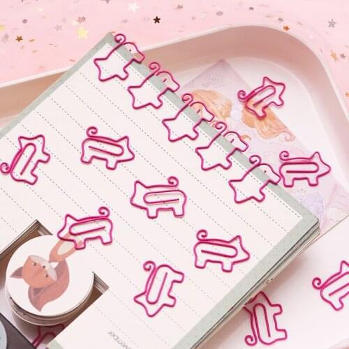 4PCS Lovely New Beautiful Piggy Bookmark Planner Paper Clip Metal Material Bookmarks For Book Stationery School Office Supplies