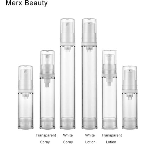 5pcs/lot 5ml/10ml/15ml Airless Pump Vacuum Refillable Plastic Bottle Toiletries Container for Travel Empty Lotion Bottles