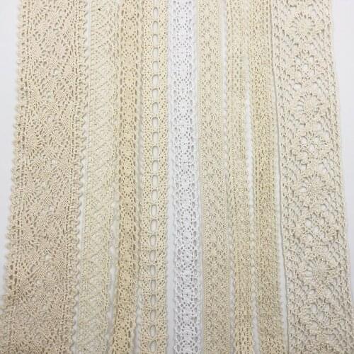 5 yard 10-40mm woven cotton lace trim DIY sewing curtain craft decoration wedding cotton trim lace ribbon