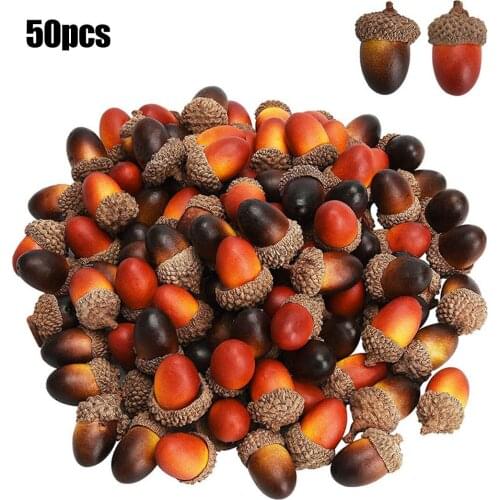 50pcs Artificial 3*1.9cm Lifelike Acorn Fake Fruit Home Party Christmas Tree Decoration High Quality
