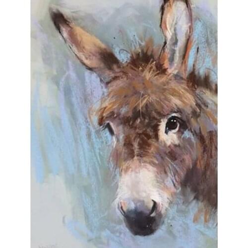5D DIY Diamond Painting Full Square Drill Round Pictures Embroidery Mosaic Animal Donkey Living Room Decoration Sale WG2192