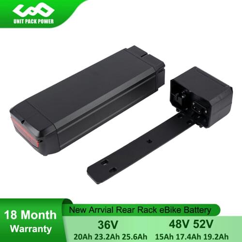 48V 15Ah 17.4Ah 52V 19.2Ah Electrric Bicycle Battery Panasonic Cell Rear Rack eBike Batteries for 1000W 750W 500W 350W Motor