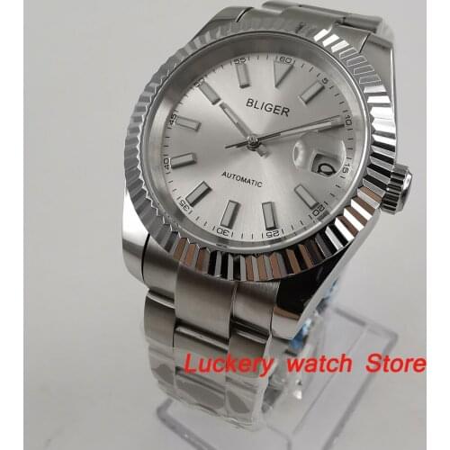 BLIGER 40mm white dial Luminous saphire glass;SUB Automatic movement mens watch-BA42