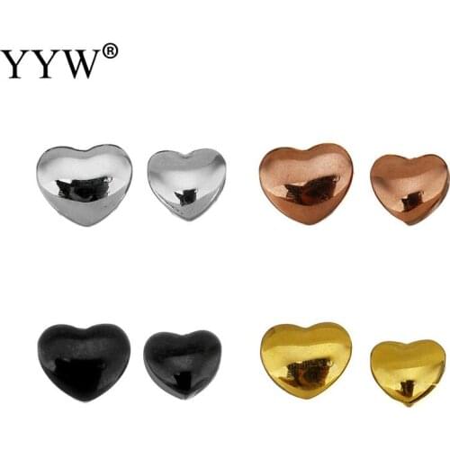Wholesale 10pcs Stainless Steel Spacer Beads Charm Heart Beads For Jewelry Making Bracelets Diy Rose Gold/Black Loose Beads