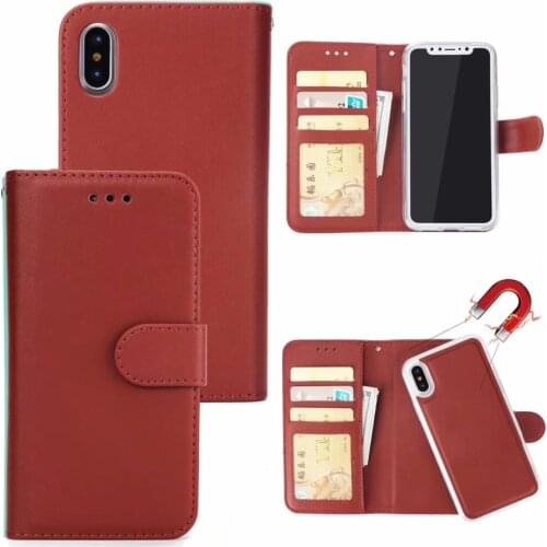 LANCASE For iPhone X Case Leather Wallet Magnetic Flip For iphone XR XS Max Case For iPhone 8 Plus 7 6 Case 2 In 1 Detachable