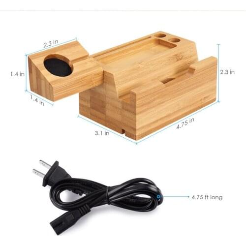 Wooden Mobile Phone Holder Porous Usb Charging Bracket Bamboo Universal Charging Dock For Smart phone bracket