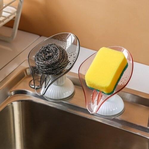 Leaf Shape Soap Holder Soap Dish For Bathroom Quick Drain Large Suction Cup Fixed Firmly Bathroom Storage Rack Soap Container