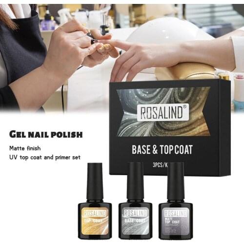 Rosalind Gel Nail Polish Ma tt Top Coat UV Top Coat & Base Coat Made of Matural Materials Low Odor No Harm To Skin Non-toxic