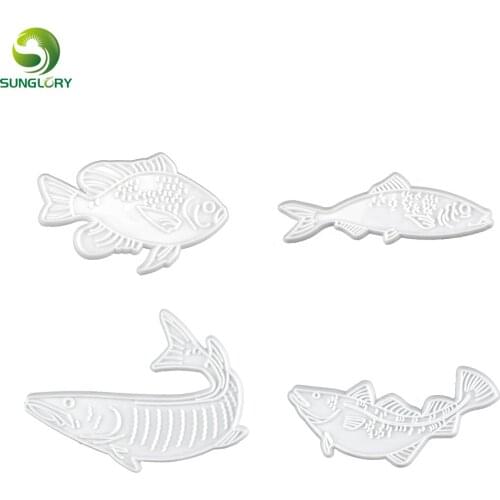 Cake Tools 4PCS/SET Sugar Craft Plastic Fish Plunger Cutter Biscuit Cutting Dies Cake Mold Cookie Cutter Cake Decoration Baking