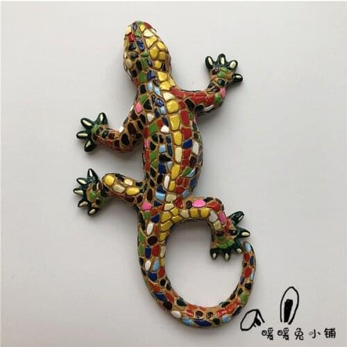 Spain Travel Mosaic Gecko Lizard Resin Fridge Magnet