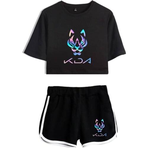 Kda The Baddest Tshirt Two Piece Sets Summer Sexy Women Shorts and Short Sleeve T-shirt Harajuku Casual Girls Summer Tops Sets