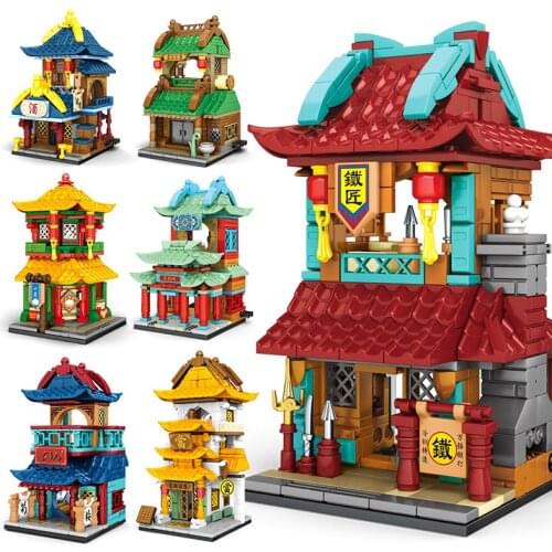 Sembo block 601033-36 Mini City Street Store Building Bricks Chinatown Series Educational Bricks Kid Toy