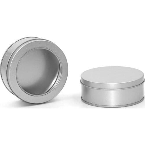 2pcs Small Tin Box With Clear Window Tin Bottle Jar Pot Cans Containers Case For Lip Balm Nail Art Makeup DIY Cream Cosmetic Box