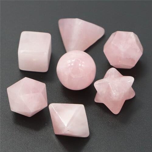 Meditative Treatment of 7 Healing Crystals Platonic Solid God Chakra Stone Carved with Merkaba Star Saint Geometric Figure Set